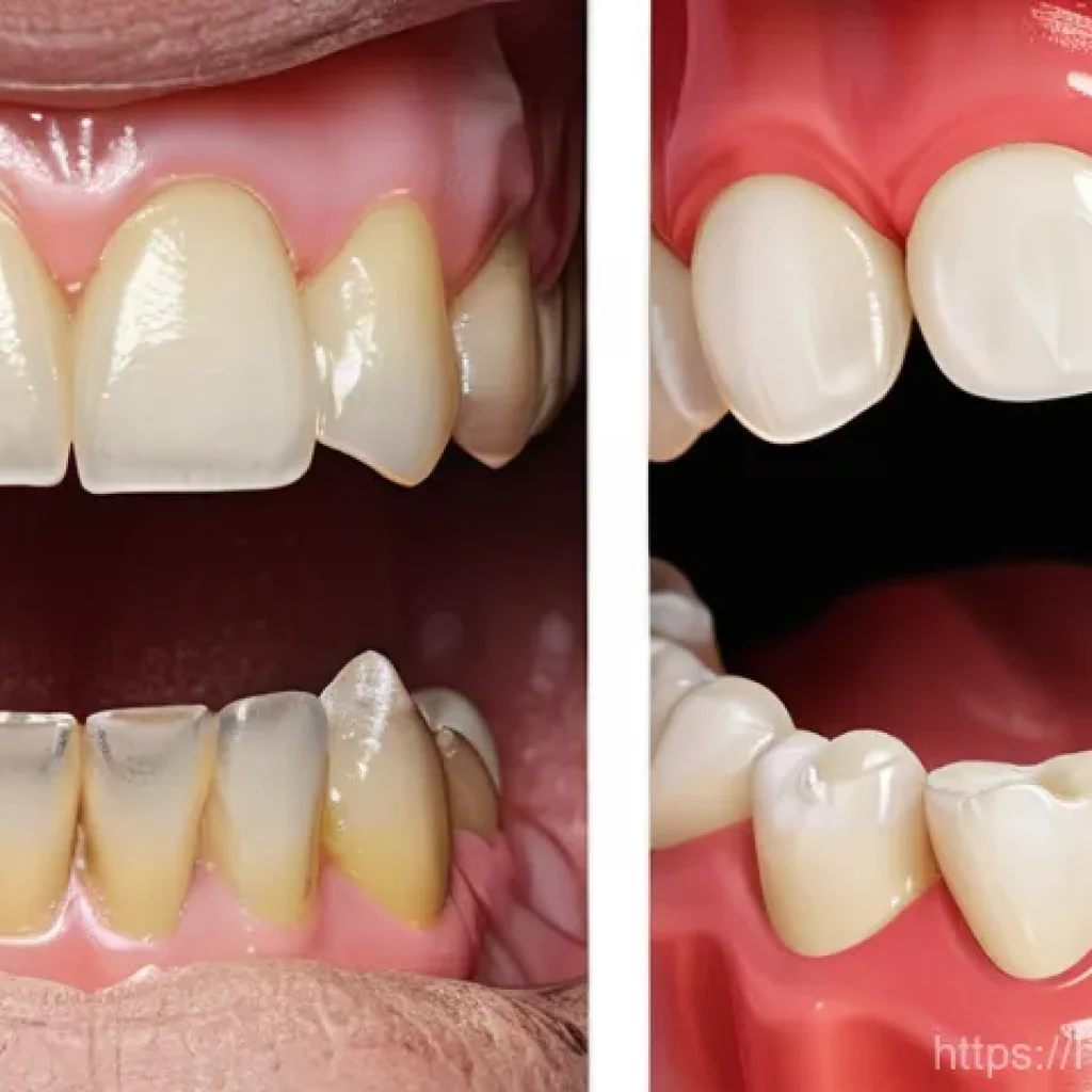 치과에서 사용하는 신소재 레진 종류 - **Image Prompt 1: The Evolution of Dental Fillings - A Contrast in Smiles**
    "A split image depic...