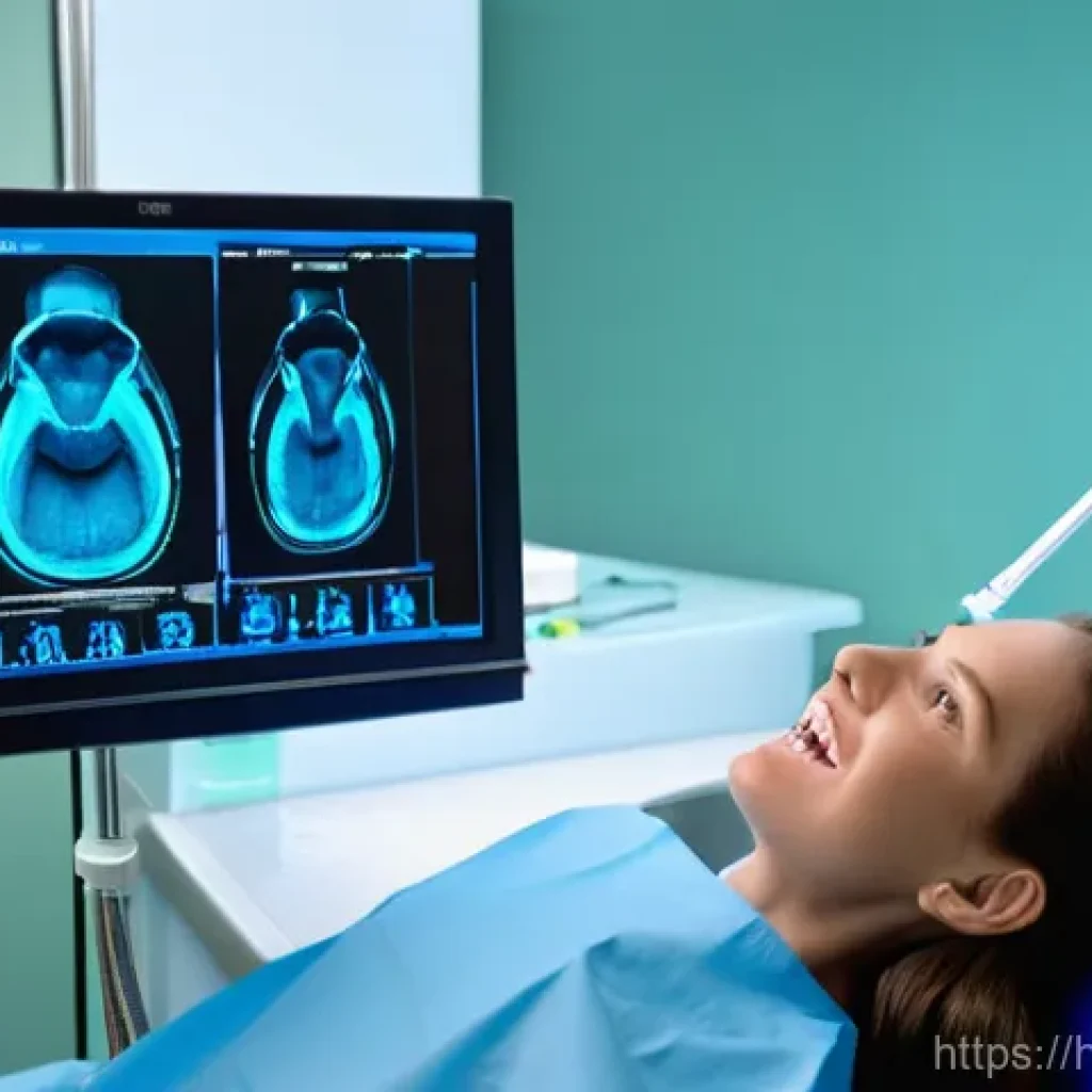 구강 내시경 검사의 필요성 - **Prompt 1: Advanced Oral Endoscopy Examination**
    A bright, clean, and modern dental clinic. A m...