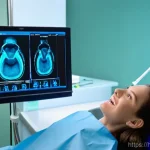 구강 내시경 검사의 필요성 - **Prompt 1: Advanced Oral Endoscopy Examination**
    A bright, clean, and modern dental clinic. A m...