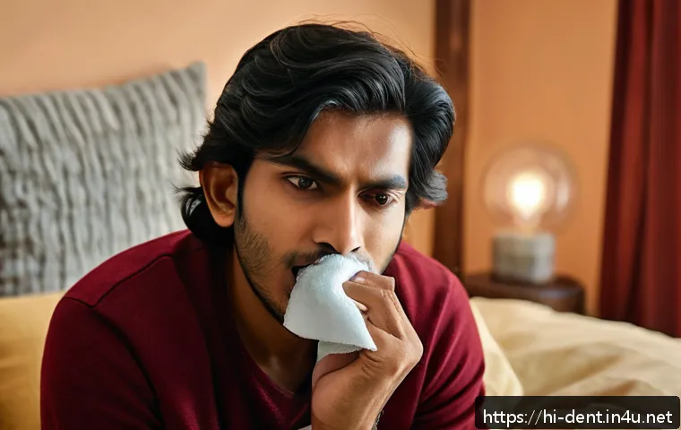 사랑니 발치 후 주의사항 - A detailed and realistic close-up scene showing a young Hindi-speaking man gently applying a cold co...
