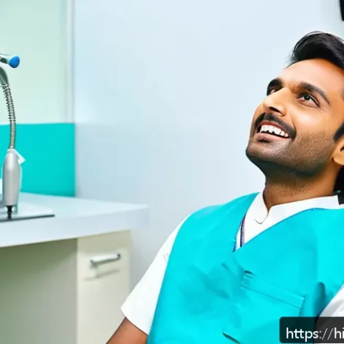 구강검진 시 필요한 준비물 - A calm and relaxed Indian man sitting in a dental clinic chair, taking deep breaths to reduce anxiet...